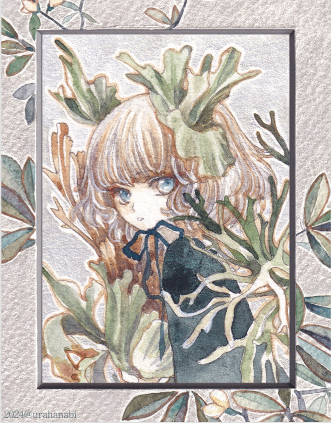 今回は初めての試みとして、フレームも絵に入れてみました…!フレームに入ったイラストのように見えると思います…!前回コラボのときのイラスト群も単品キャンパスアートとして作り上げました。ビカクシダとヒナゲシのフレームは似合うものがなくて急遽書き上げました。並べて飾っても絶対かわいいは 