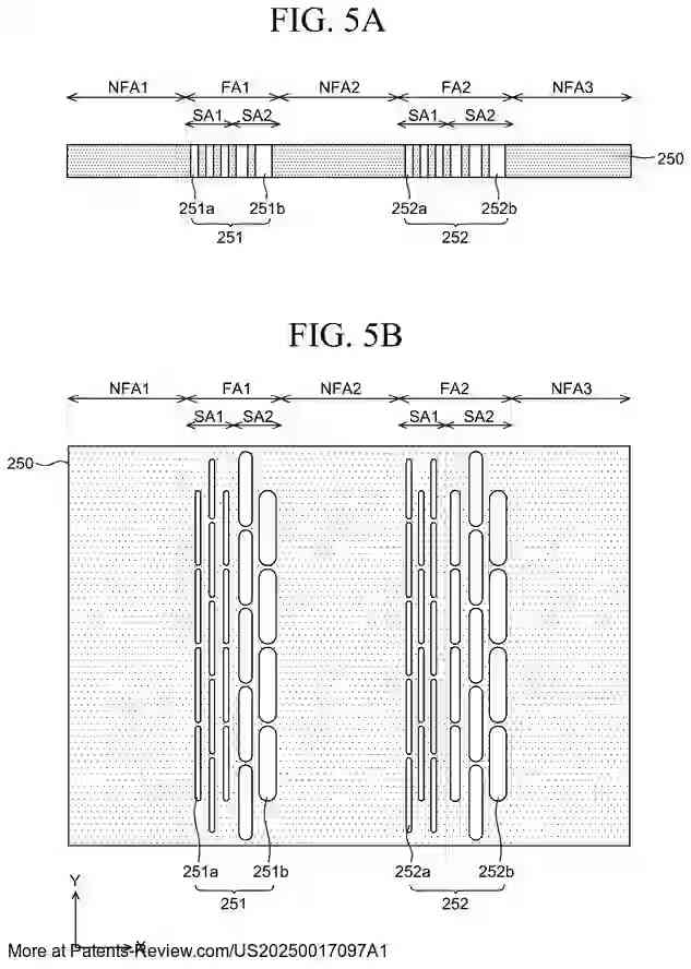 PatentPulse's tweet image. Check out the latest patent application #US20250017097A1 by #LGDisplay! It details a #FoldableDisplay with multiple folding &amp;amp; non-folding areas, plus a support substrate with opening patterns to relieve stress and prevent damage during folding. $LPL #PatentApplication