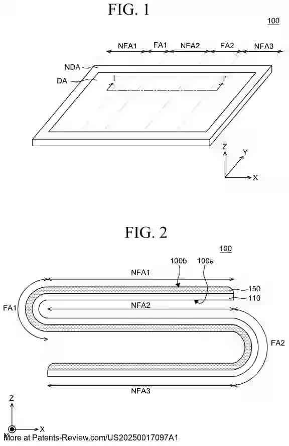 PatentPulse's tweet image. Check out the latest patent application #US20250017097A1 by #LGDisplay! It details a #FoldableDisplay with multiple folding &amp;amp; non-folding areas, plus a support substrate with opening patterns to relieve stress and prevent damage during folding. $LPL #PatentApplication