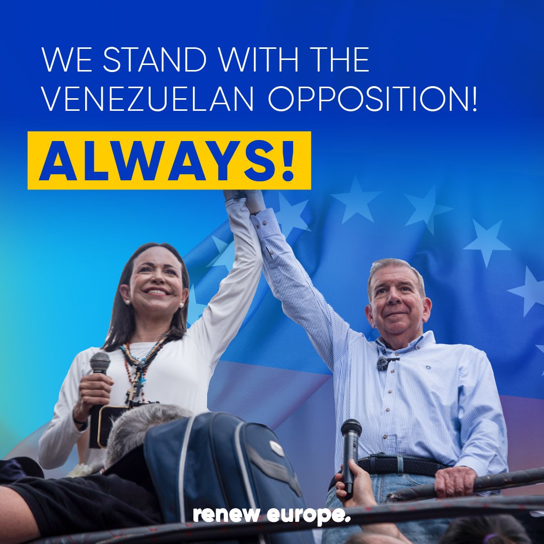 Renew Europe (@reneweurope) on Twitter photo We stand in solidarity with the democratic opposition in Venezuela 🇻🇪
The international liberal family recognises
<a href="/EdmundoGU/">Edmundo González</a> as the legitimate President of #Venezuela & supports <a href="/MariaCorinaYA/">María Corina Machado</a> in her courageous fight against Maduro's authoritarian regime
reneweuropegroup.eu/news/2025-01-1… We stand in solidarity with the democratic opposition in Venezuela 🇻🇪
The international liberal family recognises
<a href="/EdmundoGU/">Edmundo González</a> as the legitimate President of #Venezuela & supports <a href="/MariaCorinaYA/">María Corina Machado</a> in her courageous fight against Maduro's authoritarian regime
reneweuropegroup.eu/news/2025-01-1…
