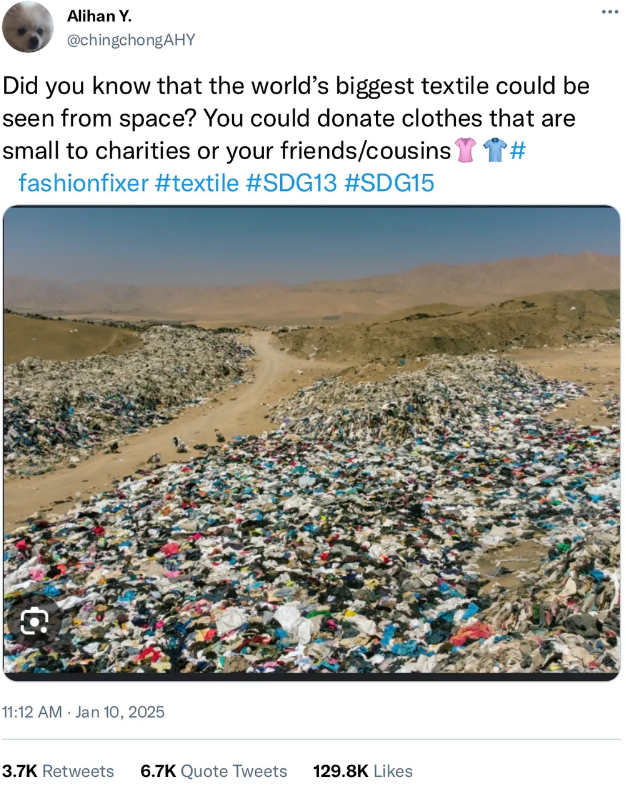Grade4English's tweet photo. Alihan Y. has been exploring sustainable fashion and discovering solutions to make a difference! 🌿👕 Let’s hear his ideas and take action together! 🌍 #SustainableFashion #SDG12 #SDG13 #ActNow #StudentAction https://t.co/gpnWWjOyrl