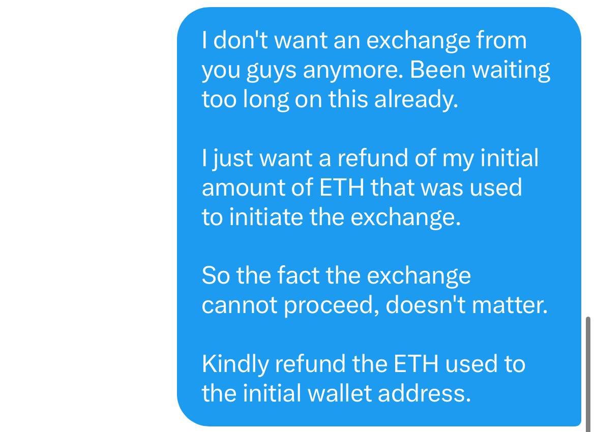 <a href="/ChangeNOW_io/">ChangeNOW</a> <a href="/ethereum/">Ethereum</a> <a href="/ton_blockchain/">TON 💎</a> <a href="/solana/">Solana</a> <a href="/trondao/">TRON DAO</a> Don't swap your $BTC or any other token on <a href="/ChangeNOW_io/">ChangeNOW</a>. They hold your money whenever they want, this is ridiculous.

I am waiting for a year+ on my 25 ETH!!! They been halting a refund because I denied their KYC. Be cautious! 👍

#bitcoin #ethereum #changenow #scam #bnb