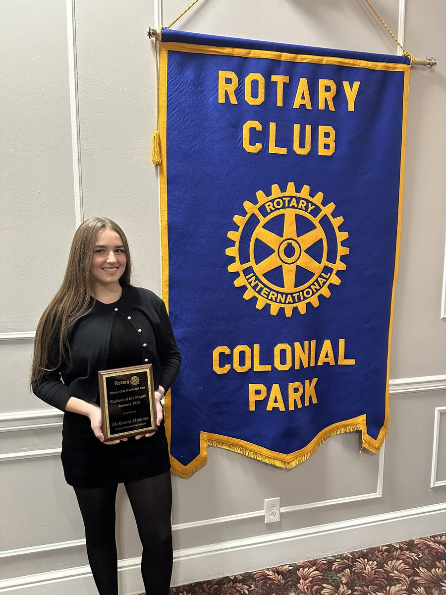 Congratulations to Colonial Park Rotary January Student of the Month, McKenna Mumma. A thank you to the Colonial Park Rotary for supporting our students.