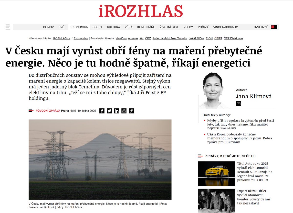 tkapler's tweet photo. TVL zatímco jinde využijí přebytečnou/levnou energii k těžení bitcoinů, nabíjení baterií, svícení pro agroponii, vyhřívání vody v bazénu/bojleru, spuštění výroby něčeho... literally čemukoliv, co vydělá peníze či je uspoří v budoucnu, naši energošmejdi a uhlobaroni budou raději ohřívat vzduch. Čím dál tím víc mám pocit, že ochrana klimatu resp. zajištění životního prostředí pro naše potomky, by měla být zapsána do mezinárodní listiny základních práv a svobod a úmyslné ohrožování životů budoucích pokolení by mělo být trestáno stejně jako vražda těch současných.
https://t.co/2RpH1VfVAt
