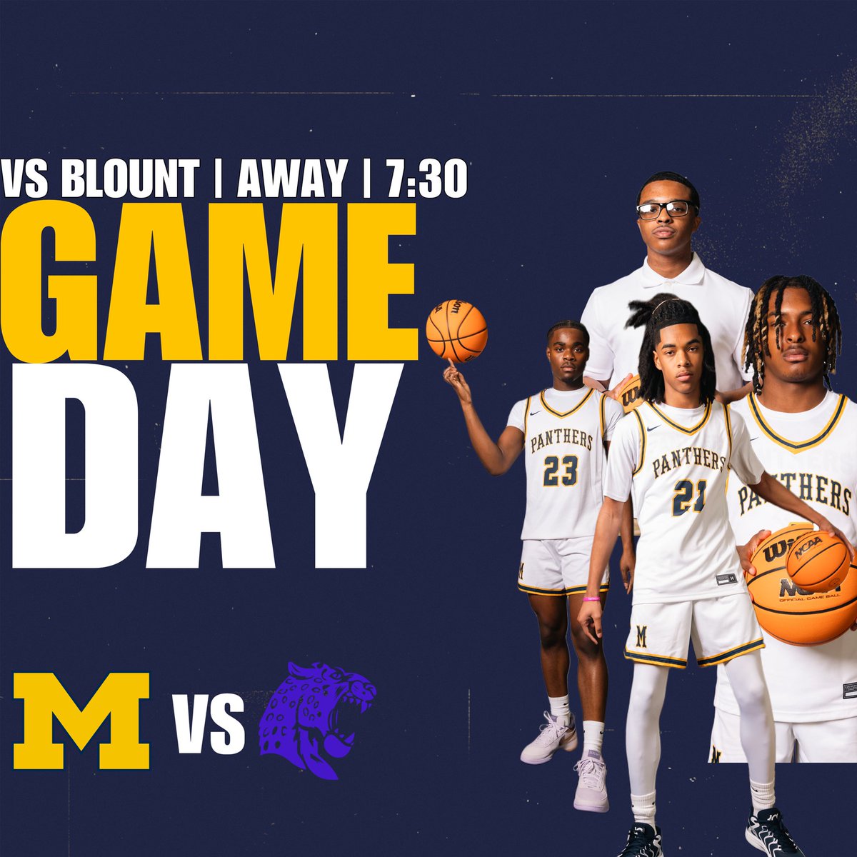 Game Day
📆 1/10
Murphy Panthers 
🆚 Blount High School 
📍Blount High School 
⏱️ 7:30