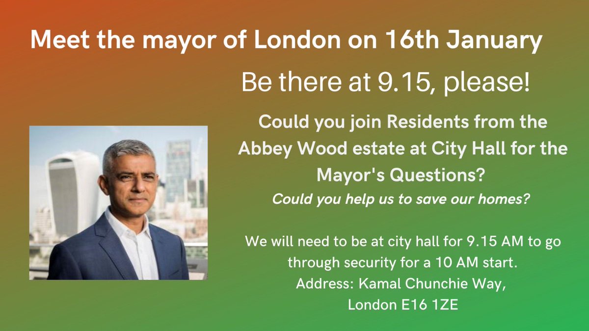 Next Thursday, residents will present their petition to Sadiq Khan to stop the demolition of the Lesnes Estate.  Join residents on the day and help in the fight to save their homes. If you can't make it, please remember to sign the petition below chng.it/2V5xwqdyTJ