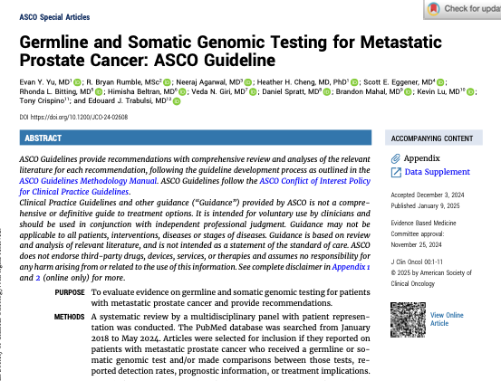 Yüksel Ürün (@dryukselurun) on Twitter photo <a href="/ASCO/">ASCO</a> guideline 🧬🩸Germline and Somatic Genomic Testing for Metastatic Prostate Cancer!
🧬🩸Genomic testing is vital for metastatic prostate cancer care!
<a href="/JCO_ASCO/">Journal of Clinical Oncology</a> <a href="/OncoAlert/">OncoAlert</a> <a href="/APCCC_Lugano/">Advanced Prostate Cancer Consensus Conference</a> <a href="/neerajaiims/">Neeraj Agarwal, MD, FASCO</a>
doi.org/10.1200/JCO-24… <a href="/ASCO/">ASCO</a> guideline 🧬🩸Germline and Somatic Genomic Testing for Metastatic Prostate Cancer!
🧬🩸Genomic testing is vital for metastatic prostate cancer care!
<a href="/JCO_ASCO/">Journal of Clinical Oncology</a> <a href="/OncoAlert/">OncoAlert</a> <a href="/APCCC_Lugano/">Advanced Prostate Cancer Consensus Conference</a> <a href="/neerajaiims/">Neeraj Agarwal, MD, FASCO</a>
doi.org/10.1200/JCO-24…