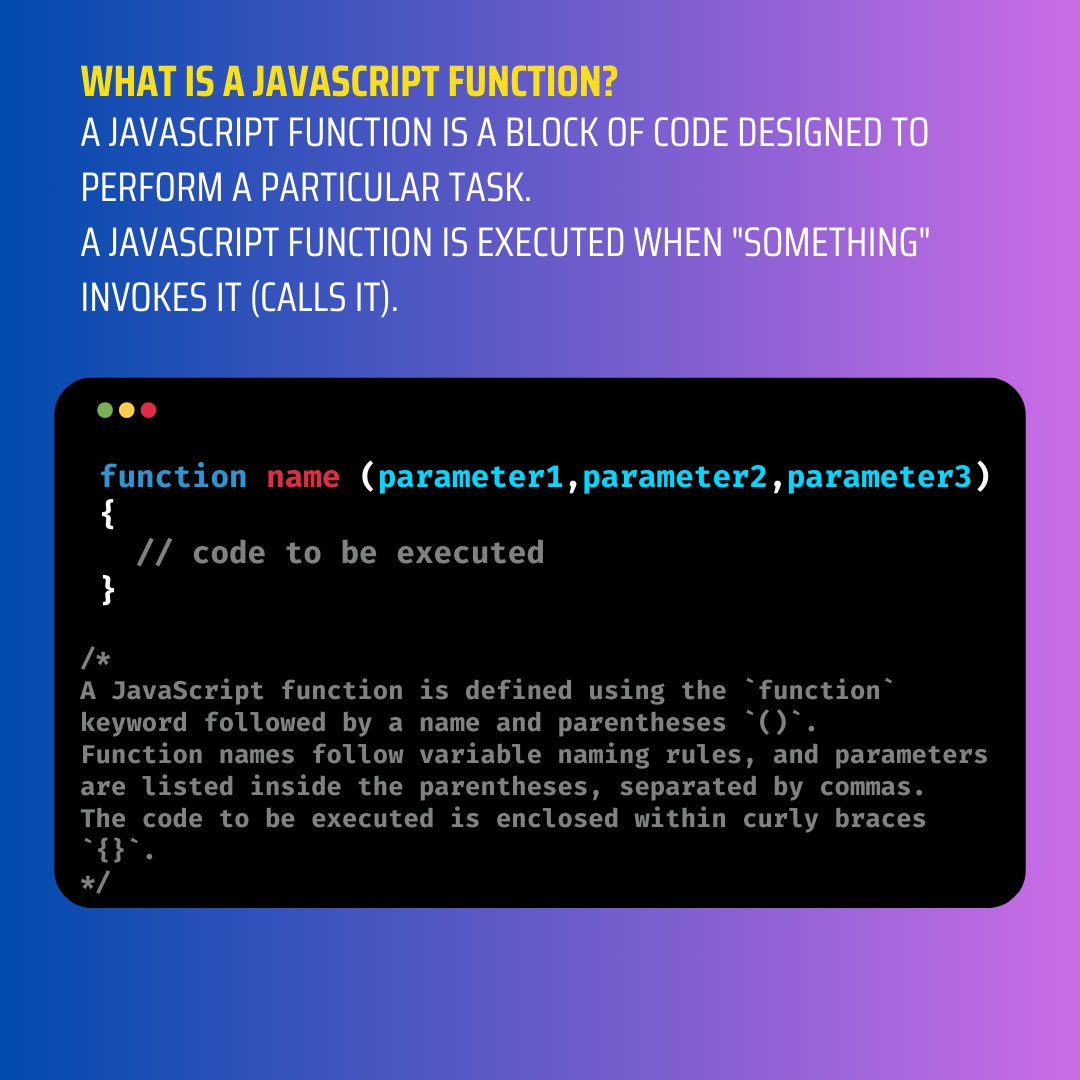 IzazCodes's tweet photo. Funtions in Javascrift.

#webdevelopment #webdesign #webdeveloper #digitalmarketing #website #html #seo #websitedesign #coding #programming #javascript #css #webdesigner #developer #wordpress #marketing #programmer #web #ecommerce #business #websitedevelopment #branding https://t.co/oHCQ8oXbkE