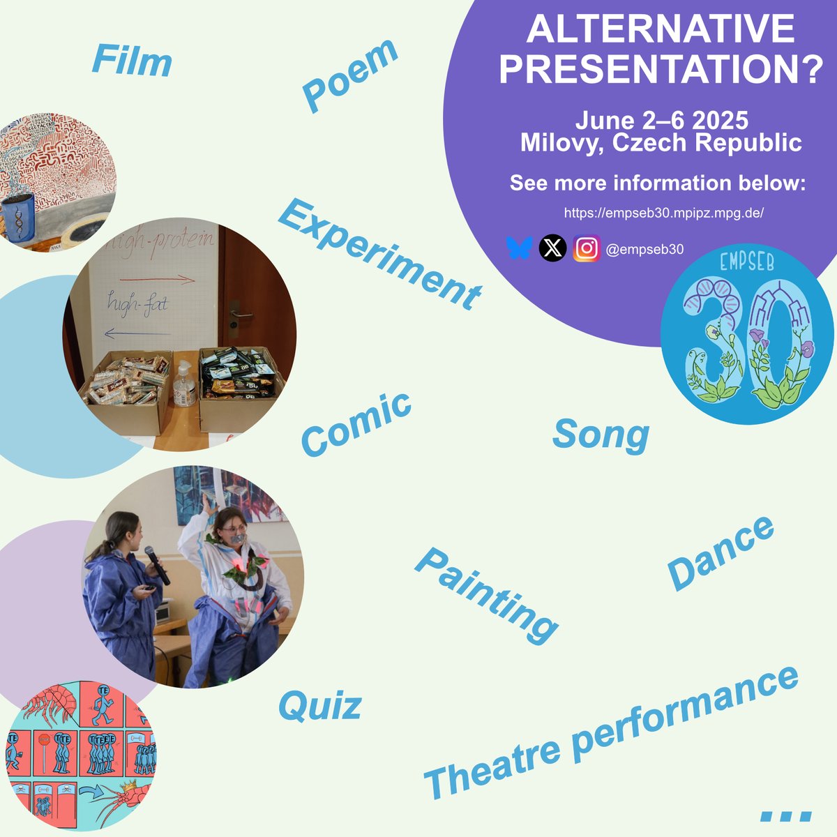 Present your research in a different and unique way by unleashing your creativity. Whether it is a song, a dance, a film or a play, the sky is the limit! 🎵🖌️🎭
Last year we had a variety of amazing presentation styles that will not soon be forgotten. What will happen this year?