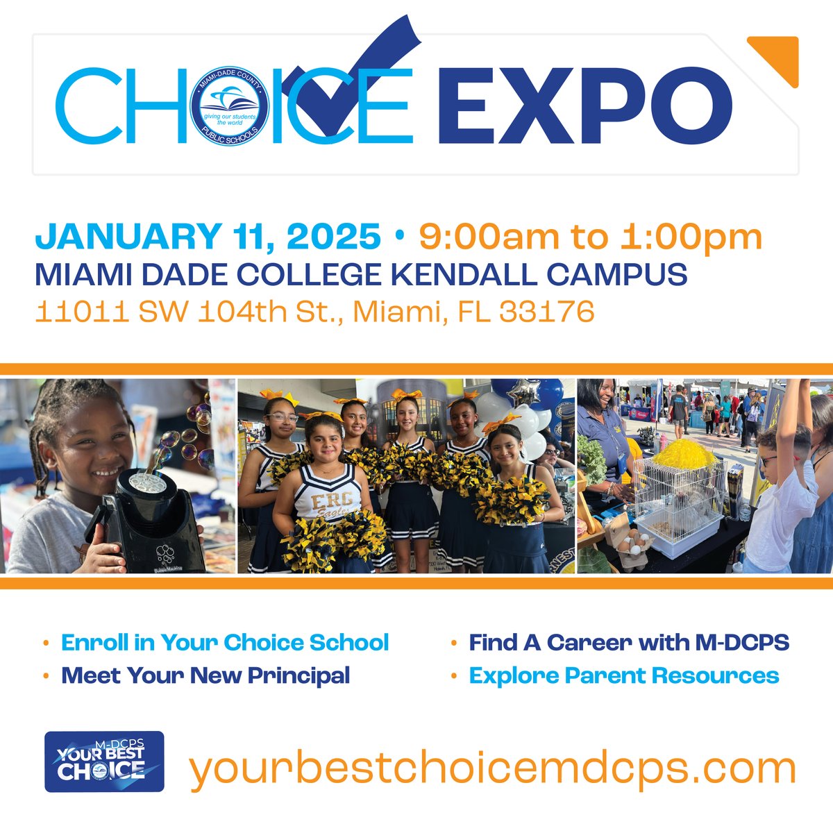 Jose L. Dotres, Ed.D. (@suptdotres) on Twitter photo Donāt miss outātomorrow is the last day for the M-DCPS Choice Expo! Find your perfect match by enrolling in your school of choice, meeting your new principal, exploring careers with <a href="/MDCPS/">Miami-Dade Schools</a>, and accessing valuable parent resources.
Learn more at yourbestchoicemdcps.com. Donāt miss outātomorrow is the last day for the M-DCPS Choice Expo! Find your perfect match by enrolling in your school of choice, meeting your new principal, exploring careers with <a href="/MDCPS/">Miami-Dade Schools</a>, and accessing valuable parent resources.
Learn more at yourbestchoicemdcps.com.