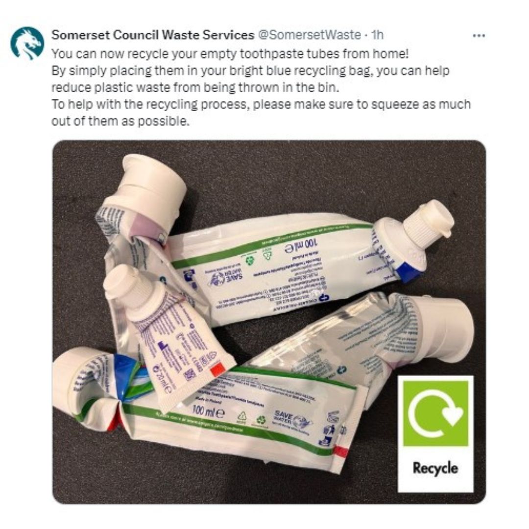 There's excitement in Somerset today as <a href="/SomersetWaste/">Somerset Council Waste Services</a> have announced that local residents can now include toothpaste tubes in their blue recycling bags. 

Our Senior Resource Management Specialist, Adam Herriott joined <a href="/CharlieTaylor4/">Charlie Taylor</a> on @BBCSomerset to share the work we've been
