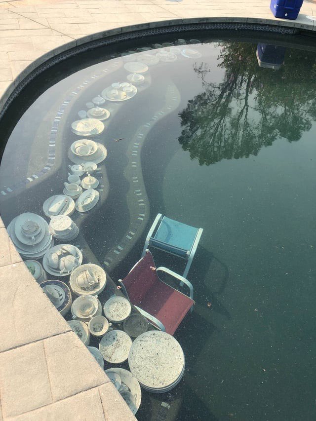 A woman submerged five sets of her fine china underwater before evacuating due to the fires in Northern California in 2018.