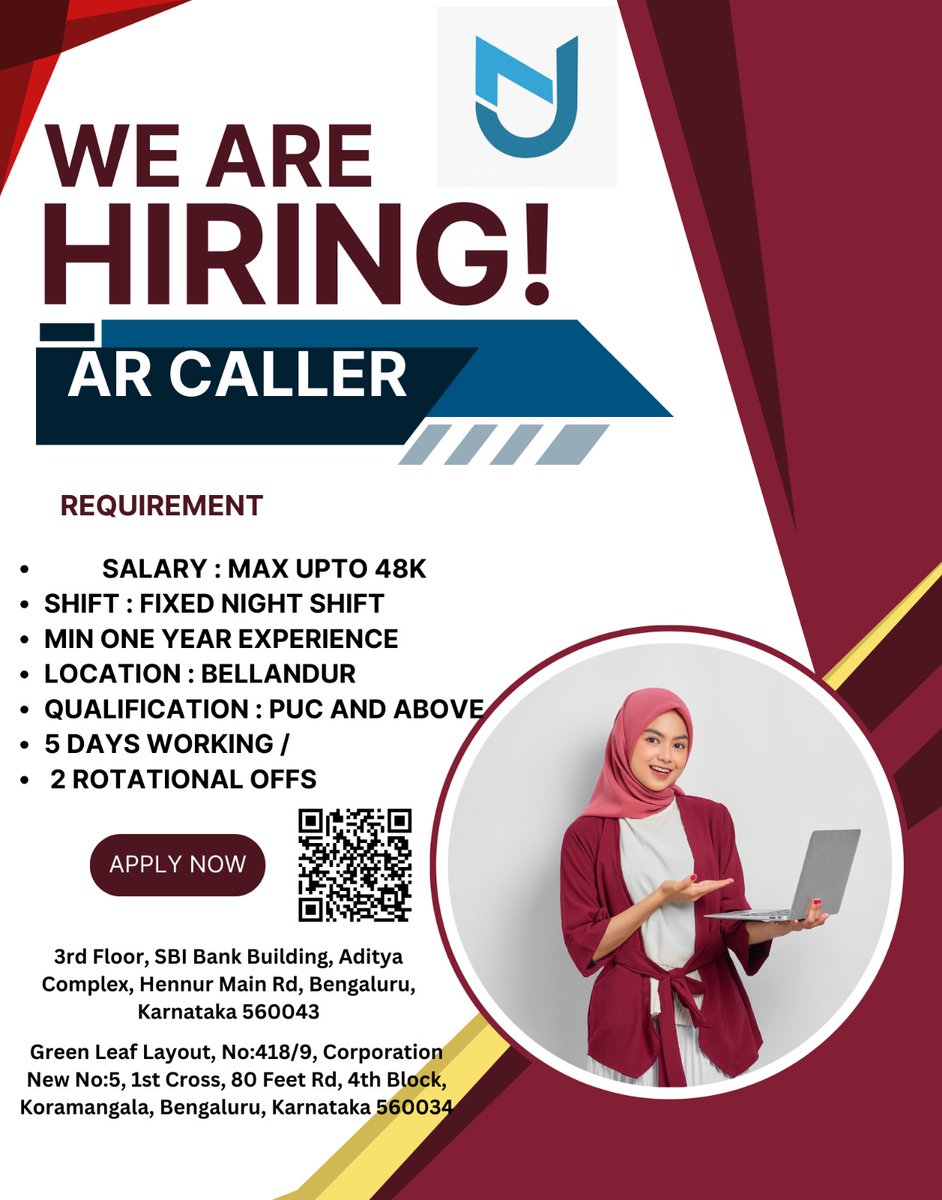 AnshMendekar's tweet image. We are hiring 📢 AR caller at NJ ✨!
.
.
Drop your CVs jobs@nj-technologies.com
.
Make your dream come true ✨ 
.
#Jobs #Careers #njtech #jobsearch #jobopportunity