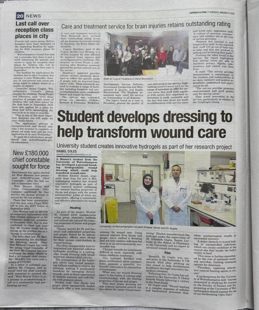 Dr Abhishek Gupta (@abhi_wlv) on Twitter photo Our research advancement coverage in the ‘Express and Star’ Newspaper on 9th January 2025!
<a href="/wlv_uni/">University of Wolverhampton</a> <a href="/WLVsci_eng/">FSE - University of Wolverhampton</a> <a href="/wlv_uniNews/">WLV Uni News</a> <a href="/WLV_DoctoralCol/">The Doctoral College</a> <a href="/wlv_alumni/">WLV Alumni</a> <a href="/wlvimpact/">University of Wolverhampton Impact Team</a> <a href="/wlv_uni_sikh/">Centre for Sikh and Panjabi Studies</a> <a href="/wlvuni_LD/">learning disability</a> <a href="/IzaRadecka/">Iza Radecka</a> Our research advancement coverage in the ‘Express and Star’ Newspaper on 9th January 2025!
<a href="/wlv_uni/">University of Wolverhampton</a> <a href="/WLVsci_eng/">FSE - University of Wolverhampton</a> <a href="/wlv_uniNews/">WLV Uni News</a> <a href="/WLV_DoctoralCol/">The Doctoral College</a> <a href="/wlv_alumni/">WLV Alumni</a> <a href="/wlvimpact/">University of Wolverhampton Impact Team</a> <a href="/wlv_uni_sikh/">Centre for Sikh and Panjabi Studies</a> <a href="/wlvuni_LD/">learning disability</a> <a href="/IzaRadecka/">Iza Radecka</a>