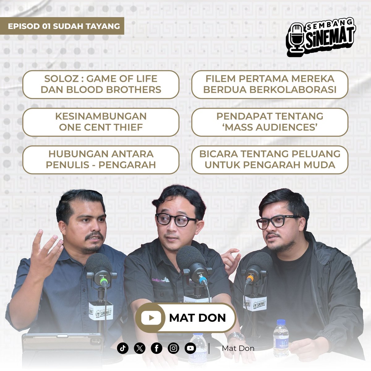 🚨🚨 EPISOD PERTAMA SEMBANG SINEMAT SUDAH BOLEH DITONTON !

Guys, jemput tonton episod julung Sembang Sinemat aku bersama 2 pengarah hebat tanah air, Syafiq Yusof dan Ariff Zulkarnain di YT Mat Don. 

Link di bio !

<a href="/syafiqyusof/">Syafiq Yusof</a> 
<a href="/zulkarnainariff/">ariff zulkarnain</a> 
#sinematdon 
#sembangsinemat