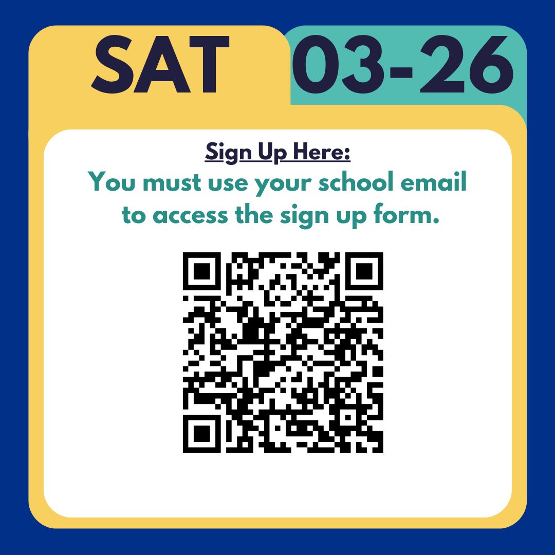 MHS Counseling department will host a SAT School day on March 26th. Please sign-up by January 31st using the QR code or this link: buff.ly/3WgrDIe