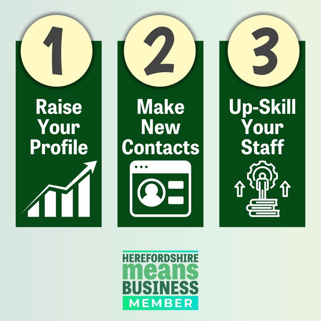 Looking to grow your business in 2025? 📈

Our Membership is for you! Herefordshire Means Business Membership is open to all: SMEs, small business, entrepreneurs, sole traders, charities or those that are starting or growing a new business. 

Whether you're looking to raise your