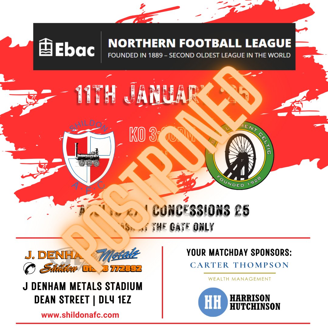 MATCH OFF!  Tomorrow's game against <a href="/wacfc/">West Allotment Celtic FC</a> has been postponed due to a frozen pitch (with no likelihood of the game going ahead tomorrow).  Once we have a new date for the fixture we will let you know.👍

🔴⚪️🚂⚽️