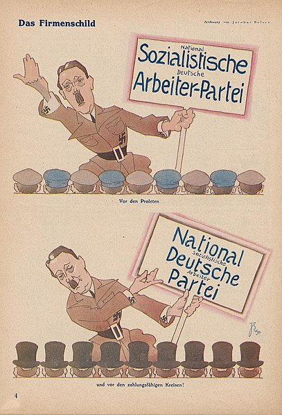 Diese "Hitler-war-Kommunist"-Diskussion wurde 1931 eigentlich schon mit 1 einzelnen Karikatur beendet: