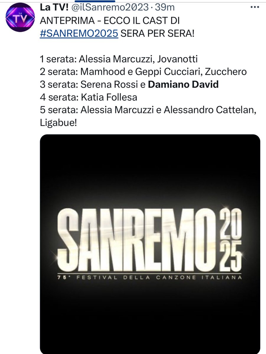 Damiano David il 13/2/25 al Festival di Sanremo❤️❤️❤️❤️❤️❤️