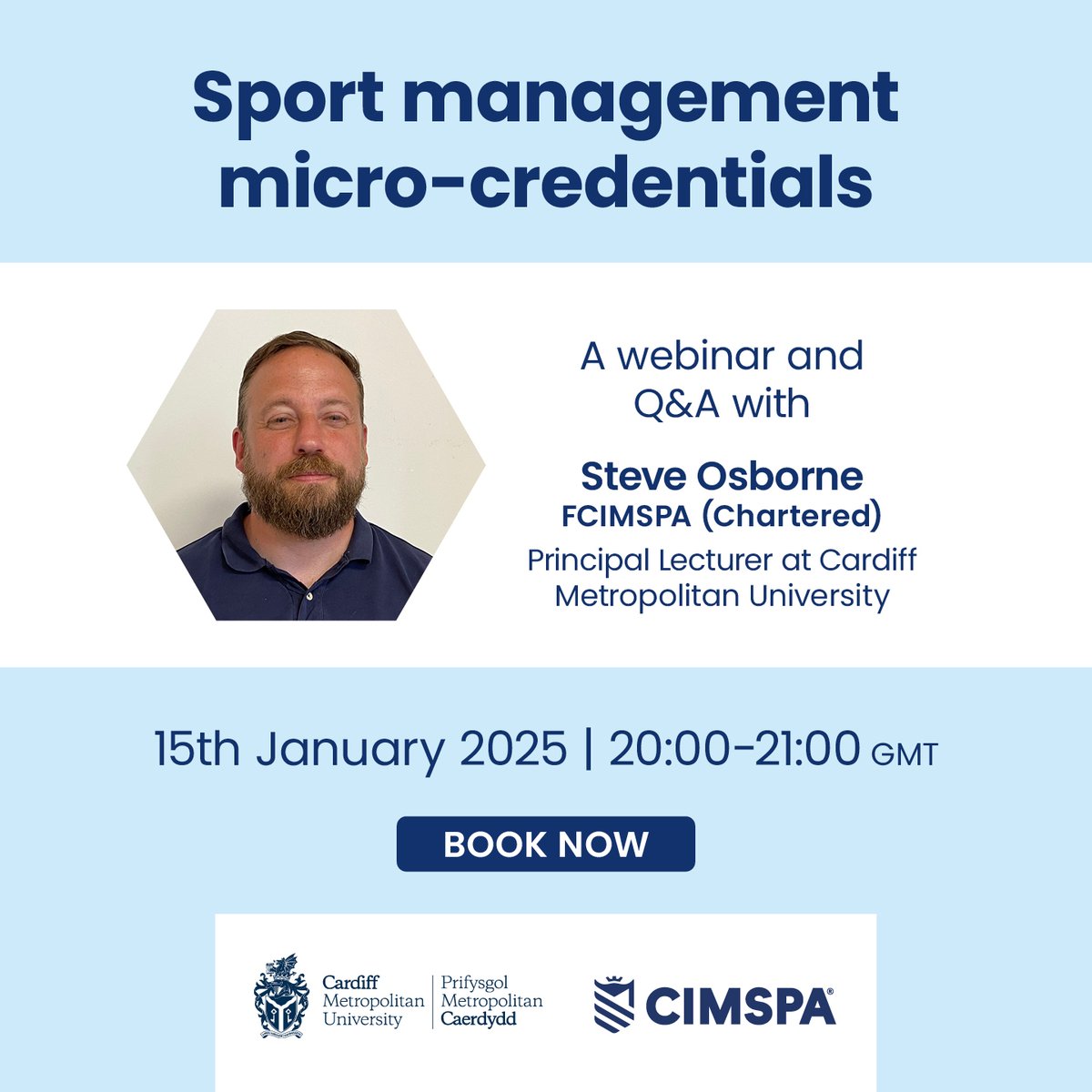 CIMSPA (@cimspa) on Twitter photo Have you seen our the latest sport management micro-credential course and want to know more?
Steve Osborne from <a href="/CMetSport/">Cardiff Met Sport</a> is hosting a free webinar to answer common questions. Register here: loom.ly/ZQVd1Ws Have you seen our the latest sport management micro-credential course and want to know more?
Steve Osborne from <a href="/CMetSport/">Cardiff Met Sport</a> is hosting a free webinar to answer common questions. Register here: loom.ly/ZQVd1Ws