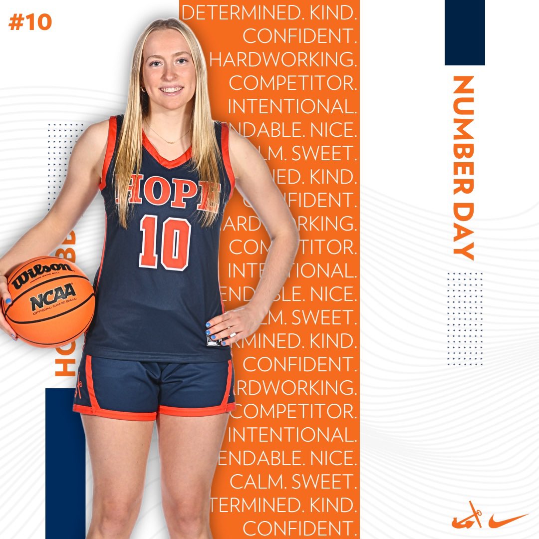 #10 Anna: determined, kind, confident, caring, competitor, sweet, intentional, dependable, nice, calm. ☺️

#GoHope | #WE | #HopeWBBNumberDay