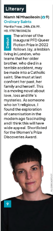Sophie Orme (@sophiemorme) on Twitter photo So happy to see that <a href="/thebookseller/">The Bookseller</a> have picked #OrdinarySaints <a href="/niamhsquared/">Niamh Ní Mhaoileoin</a> as a book not to be missed for April 🥳 So happy to see that <a href="/thebookseller/">The Bookseller</a> have picked #OrdinarySaints <a href="/niamhsquared/">Niamh Ní Mhaoileoin</a> as a book not to be missed for April 🥳