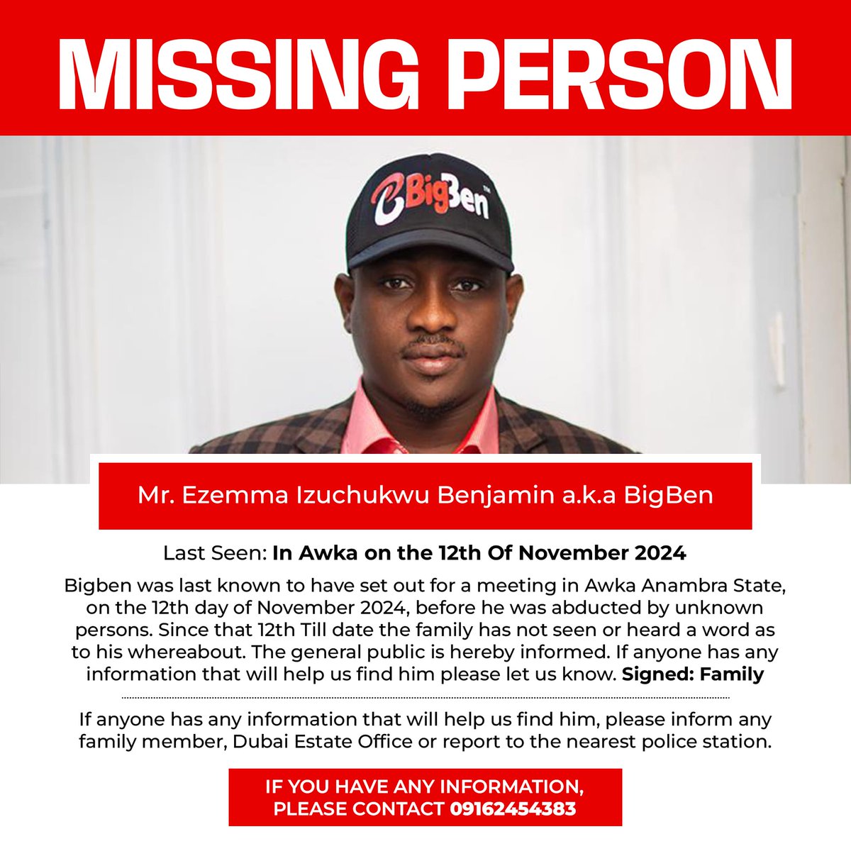 Please Kindly repost. Let's help find Bigben and reunite him with his family. 🙏🙏🙏
