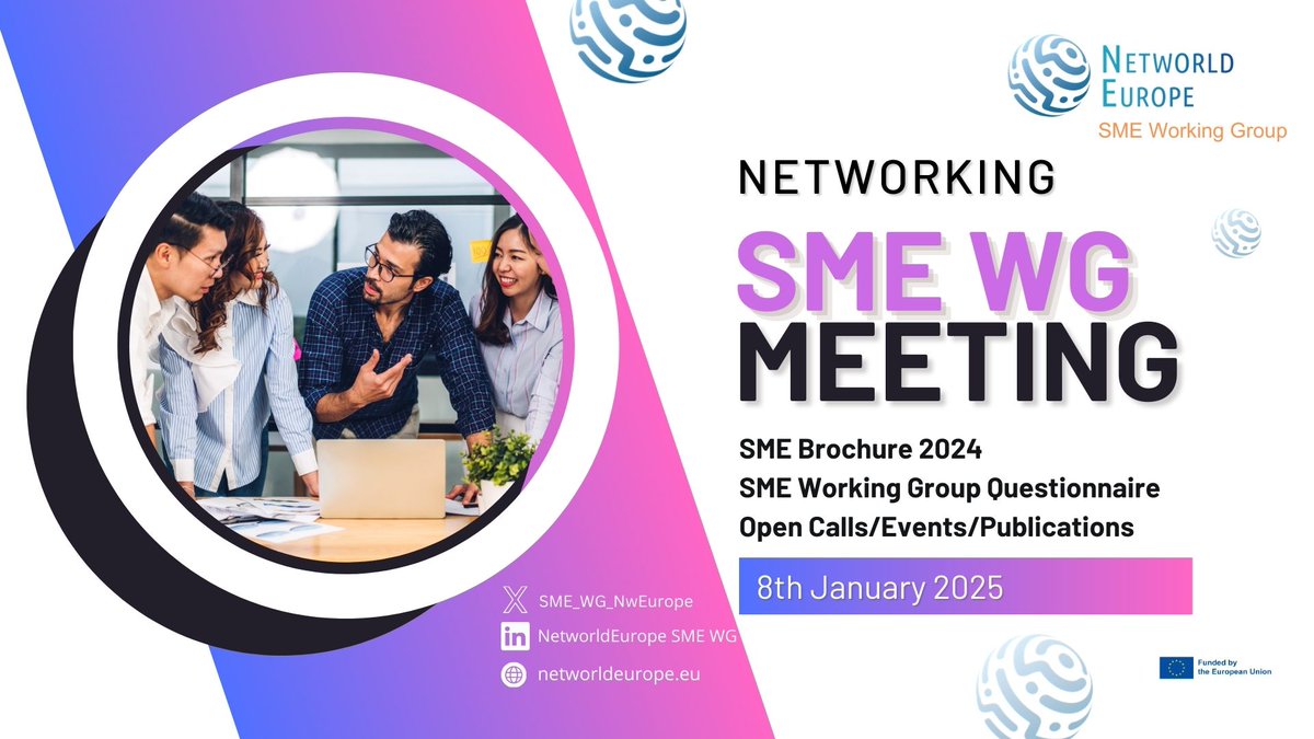 NetWorldEurope SME WG (@sme_wg_nweurope) on Twitter photo 📢 Catch Up on the Latest SME WG Meeting Highlights! On 8th January, the <a href="/SME_WG_NwEurope/">NetWorldEurope SME WG</a> came together to discuss key updates and opportunities👏
📺 Watch the recording to stay informed and get involved!
👉 youtube.com/watch?v=1ES16x… 📢 Catch Up on the Latest SME WG Meeting Highlights! On 8th January, the <a href="/SME_WG_NwEurope/">NetWorldEurope SME WG</a> came together to discuss key updates and opportunities👏
📺 Watch the recording to stay informed and get involved!
👉 youtube.com/watch?v=1ES16x…