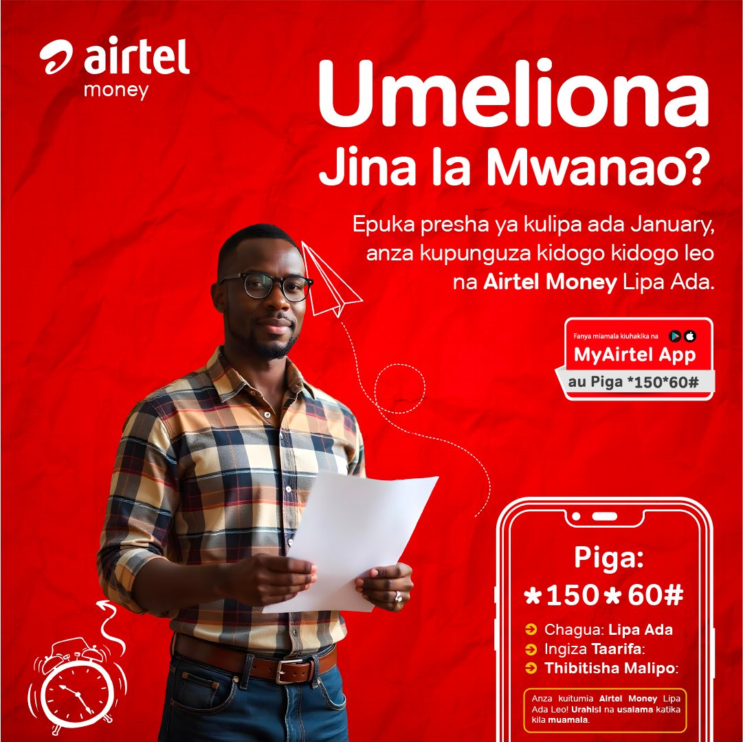 airtel_tanzania's tweet photo. Msimu huu wa shule kufunguliwa Airtel Money ndio suluhisho la malipo ya Ada. Lipa kwa simu na Airtel Money kwenda akaunti yoyote kwa urahisi na kwa gharama nafuu. Pakua app sasa au piga *150*60# #Hamia #HamiaAirtel #MyAirtelApp #AirtelMoney https://t.co/uhYxEC08cK