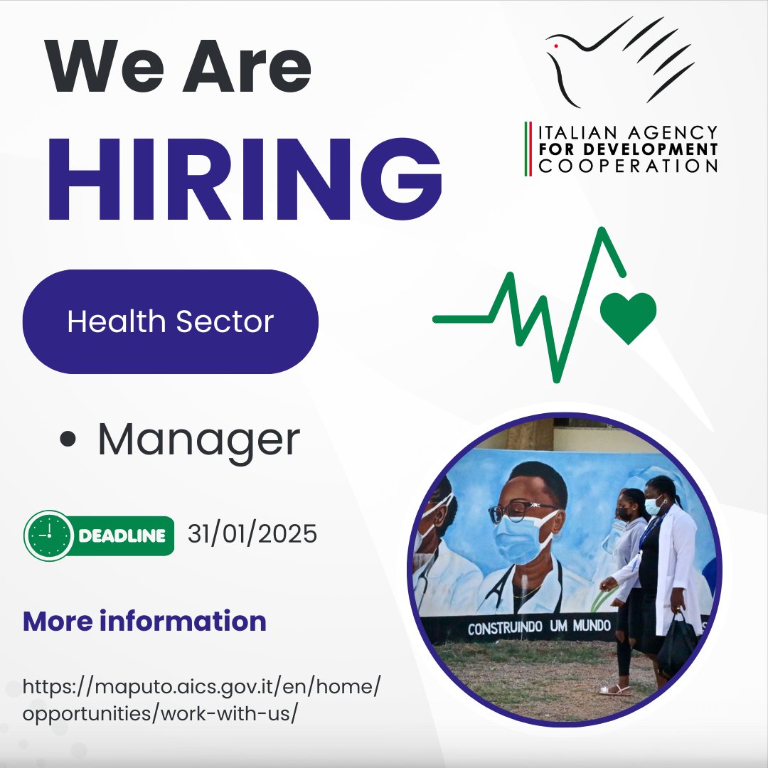 📢 We are hiring

👉  For more information, visit: maputo.aics.gov.it/en/home/opport…