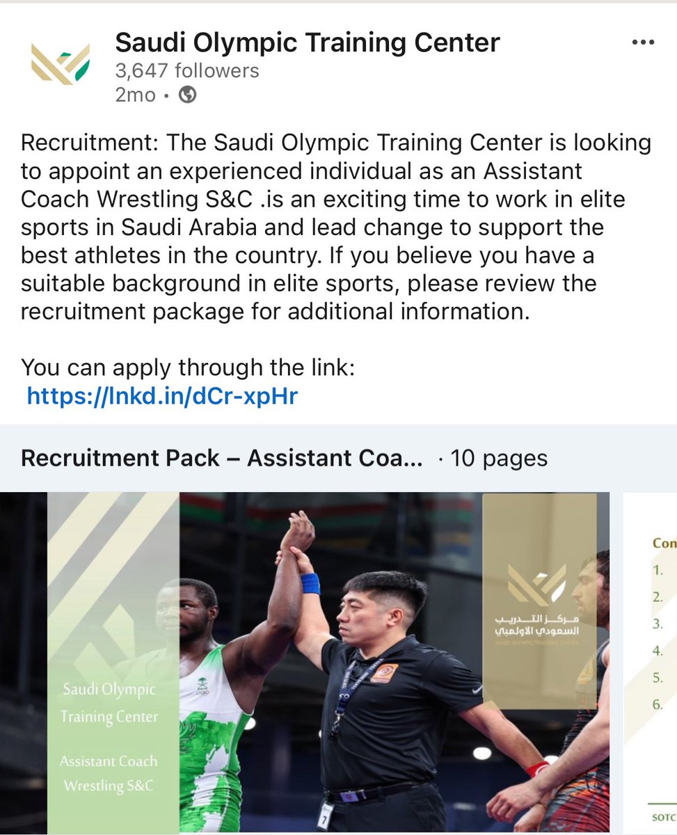 HIRING: We are looking for a Strength &amp; Conditioning Coach with a background in Wrestling. If you’re interested in a role in Saudi Arabia, reach out! 🇸🇦🤼