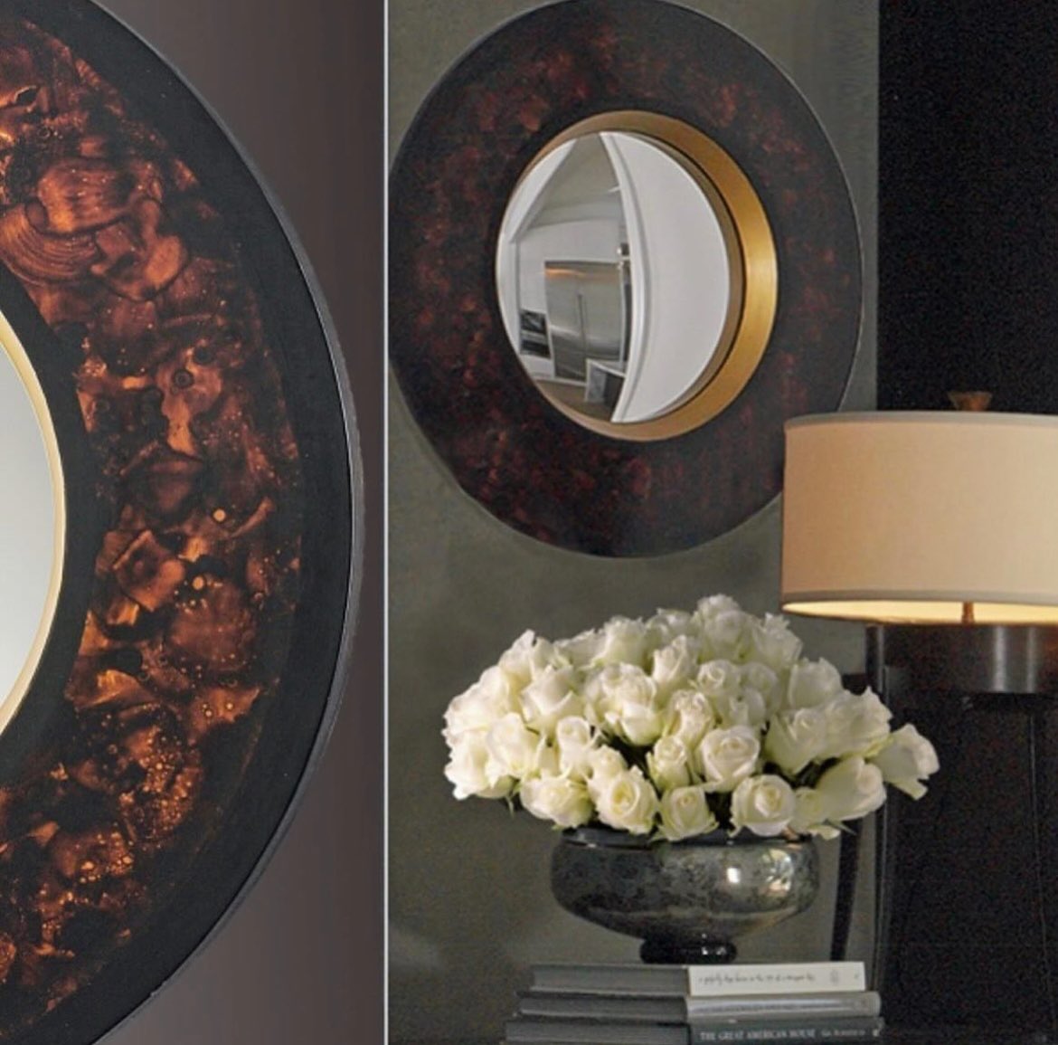Why settle for ordinary? MIRAMAR-a mirror, handcrafted in Massachusetts, adds a bit of opulence to any setting. A rich tortoise finish, metallic gold, and convex glass combine to create classic elegance. Made for you in USA!
Available: valoramericanhome.com/shop/mirrors/m…