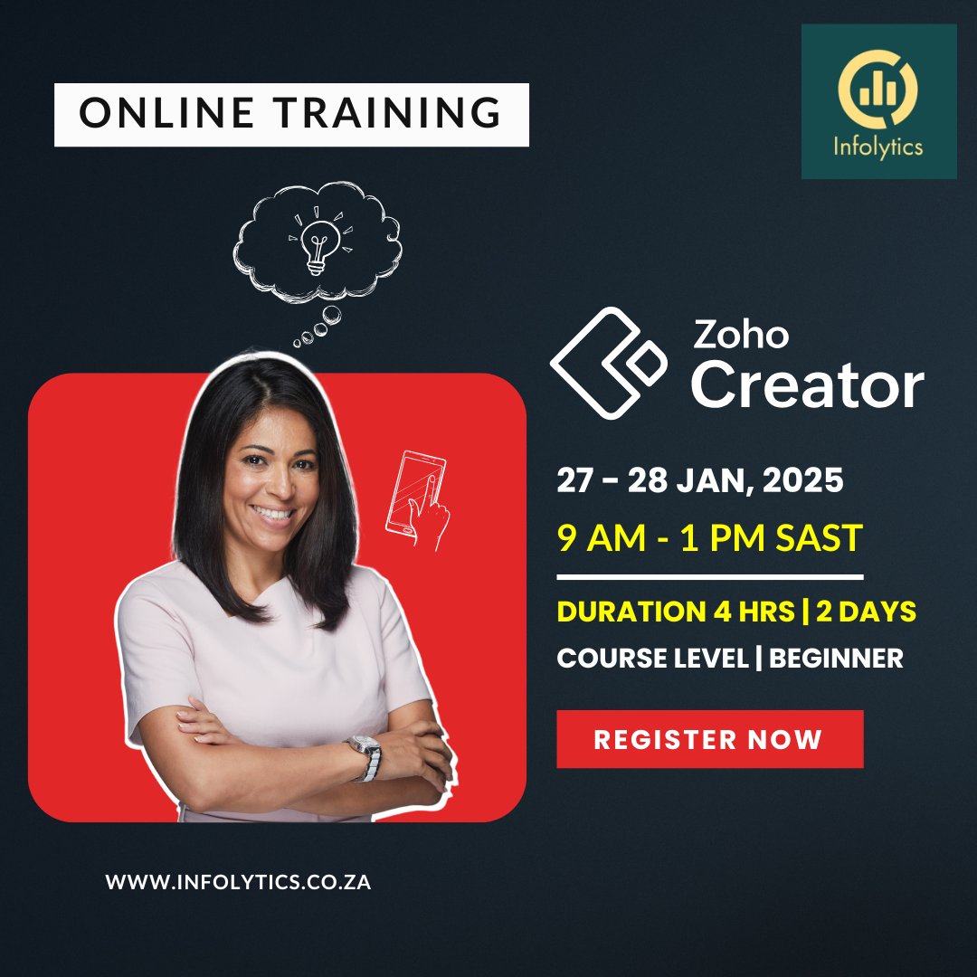 SaZoho's tweet image. Join this exclusive training to unlock the potential of Zoho Creator and revolutionize the way you manage your business. Learn More: zurl.co/XEzId
#ZohoCreator #Lowcodesoftware #zoho #zohoafrica #ZohoTraining #ZohoSupport #ZohoConsultants #smallbusinessgrowthtips