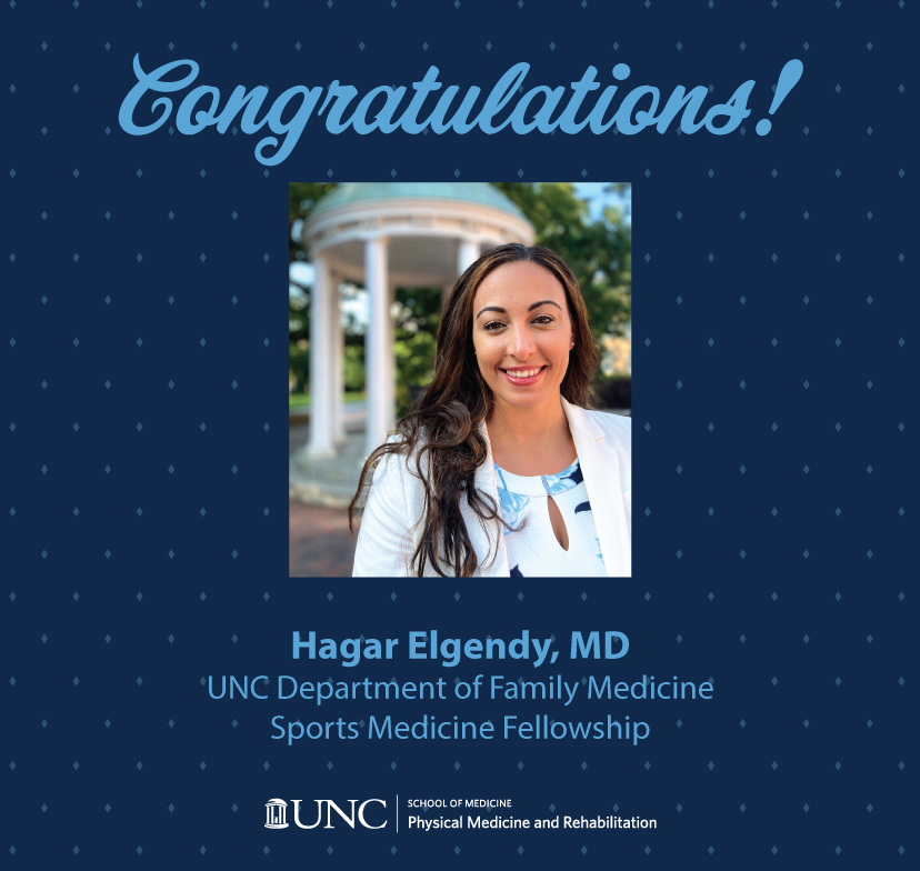 UNC Physical Medicine & Rehabilitation (@unc_pmr) on Twitter photo Congratulations to Dr. Hagar Elgendy on her Sports Medicine Fellowship match at the UNC Department of Family Medicine!
<a href="/uncfammed/">UNC Family Medicine</a> Congratulations to Dr. Hagar Elgendy on her Sports Medicine Fellowship match at the UNC Department of Family Medicine!
<a href="/uncfammed/">UNC Family Medicine</a>