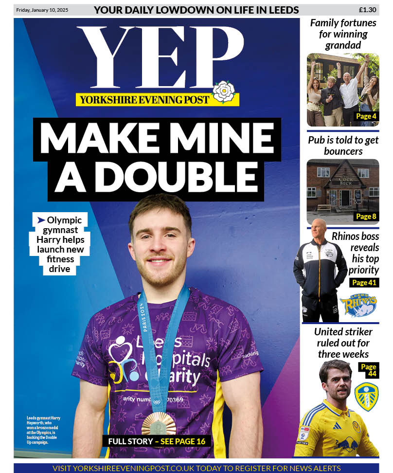 National World Design Hub (@nwdesignhub) on Twitter photo Positive front page for today's <a href="/LeedsNews/">Yorkshire Evening Post</a> as <a href="/Paris2024/">Paris 2024</a> <a href="/TeamGB/">Team GB</a> gymnast Harry Hepworth helps launch a new fitness drive by <a href="/LDShospcharity/">Leeds Hospitals Charity</a> and <a href="/ActiveLeeds/">Active Leeds</a> to encourage people to double their usual amount of exercise and raise funds for <a href="/LeedsNhs/">Leeds Teaching Hospitals NHS Trust</a>. <a href="/MichLockwood10/">Michelle Lockwood</a> designed. Positive front page for today's <a href="/LeedsNews/">Yorkshire Evening Post</a> as <a href="/Paris2024/">Paris 2024</a> <a href="/TeamGB/">Team GB</a> gymnast Harry Hepworth helps launch a new fitness drive by <a href="/LDShospcharity/">Leeds Hospitals Charity</a> and <a href="/ActiveLeeds/">Active Leeds</a> to encourage people to double their usual amount of exercise and raise funds for <a href="/LeedsNhs/">Leeds Teaching Hospitals NHS Trust</a>. <a href="/MichLockwood10/">Michelle Lockwood</a> designed.