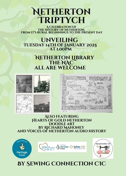 Hearts of Gold - Sefton at 50 (@heritagescvs) on Twitter photo Save the date for the unveiling of the wonderful Sewing Connection CiC Netherton Triptych at Netherton Library on Tuesday 14th January and <a href="/HeritageSCVS/">Hearts of Gold - Sefton at 50</a> Voices of Netherton and Netherton Doodle Art Projectππ<a href="/HeritageFundNOR/">The National Lottery Heritage Fund North</a> <a href="/SeftonLibraries/">Sefton Libraries</a> #mysefton Save the date for the unveiling of the wonderful Sewing Connection CiC Netherton Triptych at Netherton Library on Tuesday 14th January and <a href="/HeritageSCVS/">Hearts of Gold - Sefton at 50</a> Voices of Netherton and Netherton Doodle Art Projectππ<a href="/HeritageFundNOR/">The National Lottery Heritage Fund North</a> <a href="/SeftonLibraries/">Sefton Libraries</a> #mysefton
