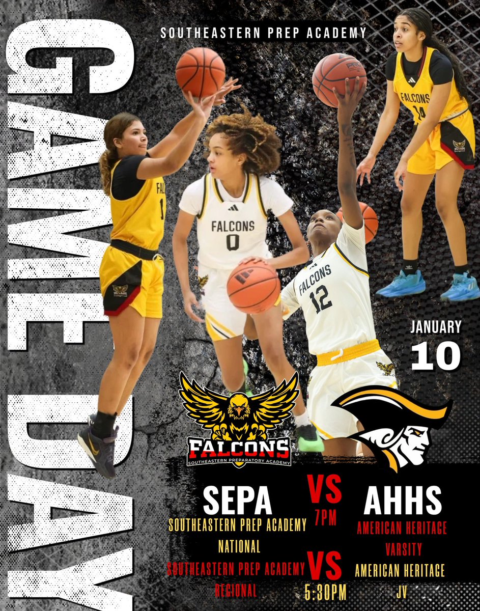 “Game day, baby! Today, both the national and regional teams will be at American Heritage House. Let’s go lady Falcons!”