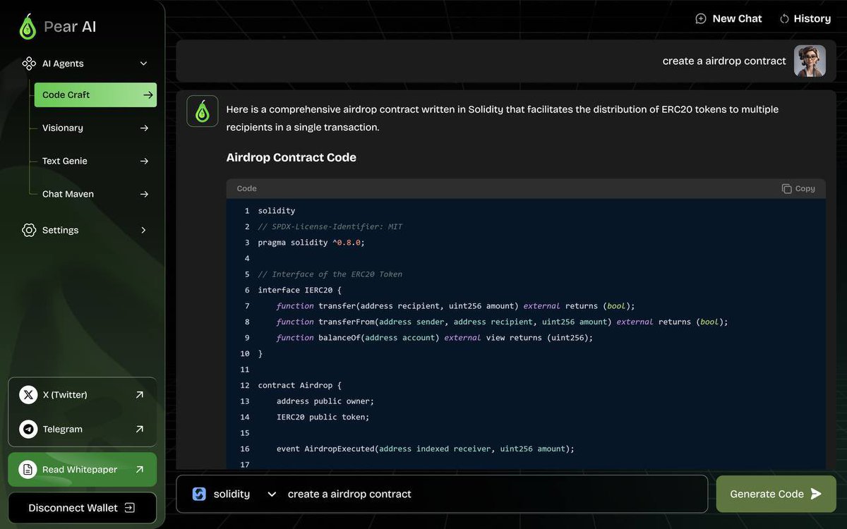 💻 Airdrop Contract, Simplified by Pear AI’s Code Craft!

Tasked to create an airdrop contract? 

Code Craft parsed the requirements, optimized the distribution logic, and delivered a secure, ready-to-deploy contract in moments.

With its advanced algorithmic precision, this tool