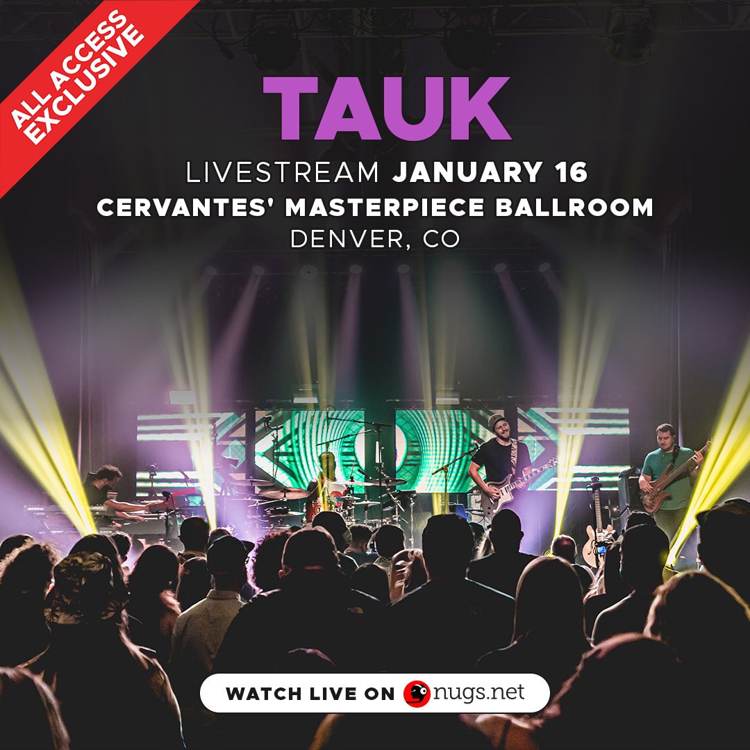 TAUKband's tweet image. 🗣️ Can’t wait to hit the road again on Thursday in Colorado! Will we see you at @CervantesDenver in Denver for our winter tour kickoff?

We’ll be streaming the show on Jan 16 via @nugsnet for All Access subscribers! Sign up now so you can tune in then!

➡️ nugs.net/tauk