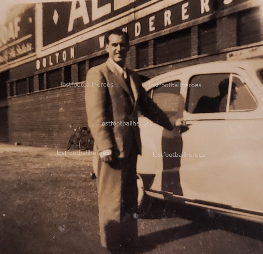 Nat Lofthouse 1950s outside Burnden Park. Photo from my Aunt's scrapbook, She worked there for over 30 years.