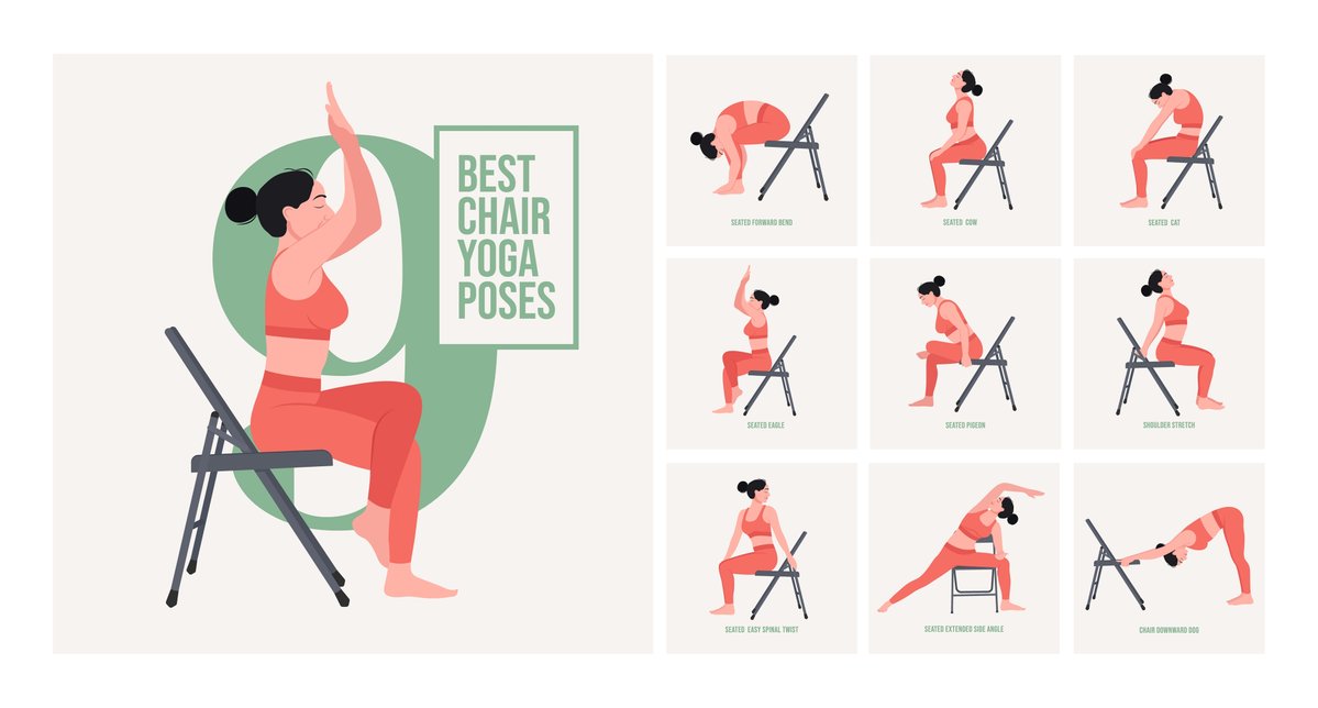 Here are some simple chair yoga poses you can try today. Sitting is the new smoking, as you have likely heard. So, if you must sit for prolonged periods, make sure to take a break at least every hour to stand, move around+perhaps try some chair yoga. #yoga #Health #exercise