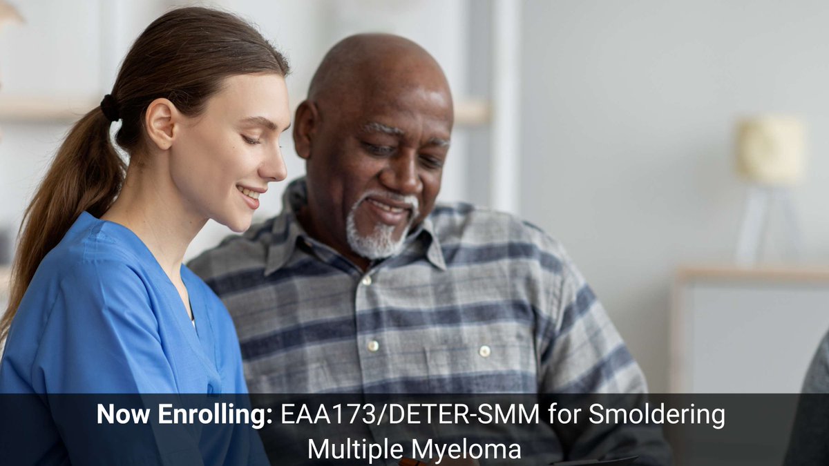 #ClinicalTrial EAA173/DETER-SMM, led by <a href="/nsc_natalie/">Natalie Callander</a> of <a href="/UWCarbone/">UW Health | Carbone Cancer Center</a>, is a randomized phase 3 trial for patients with smoldering #MultipleMyeloma (#SMM) and high-risk features. Learn more here: bit.ly/eaa173detersmm #mmsm #BloodCancer