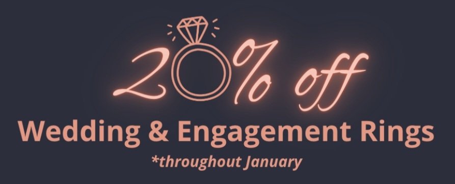This January we are offering 20% off all wedding and engagement rings – including both our stunning in-stock collection and custom bespoke designs. #weddings #engagement #altrincham