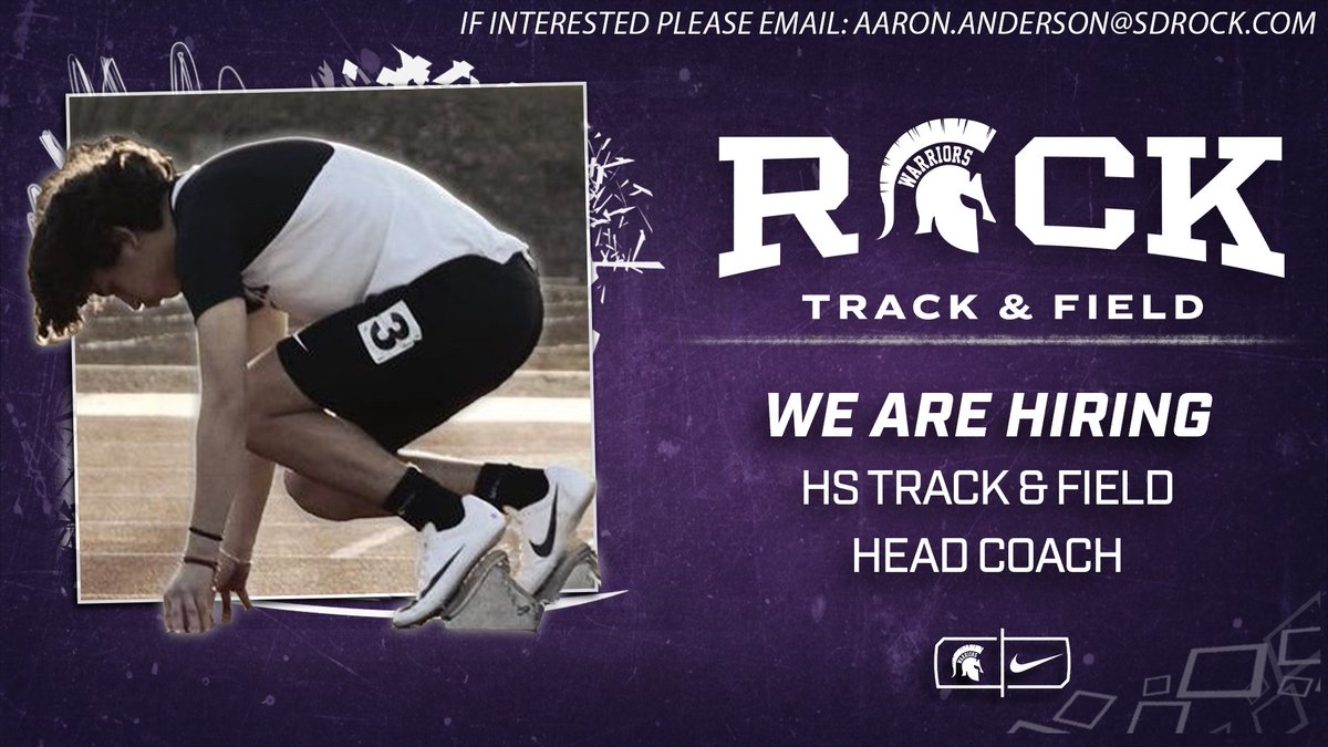 Rock Academy Athletics (@ra_warriors) on Twitter photo We are in the process of hiring a Track and Field coach for the 2025 season.
If interested please email your resume to Aaron.anderson@sdrock.com
#WeAreWarriors We are in the process of hiring a Track and Field coach for the 2025 season.
If interested please email your resume to Aaron.anderson@sdrock.com
#WeAreWarriors