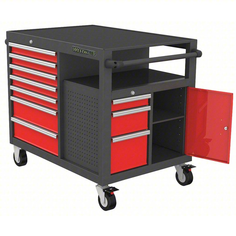 Looking for examples of a rolling work table/tool box, similar to this one that is 28 inches deep.   40 plus inches deep is what we are searching for.  Online or in house created versions welcomed.
