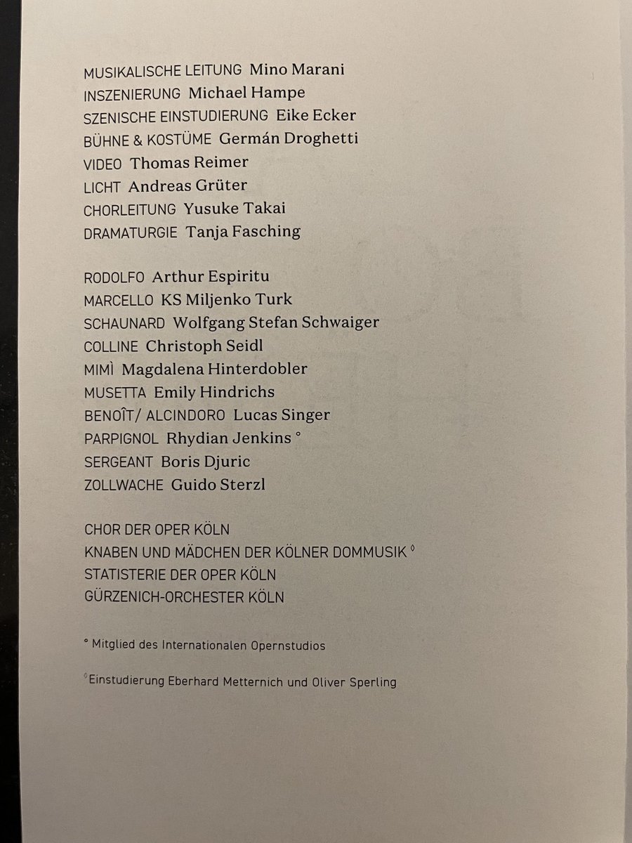 I’m delighted to be starting my operatic 2025 at the Oper Köln for La bohème with Hinterdobler, Espiritu, Turk, Hindrichs, Schwaiger, Seidl &amp; more. Marani conducts Hampe’s staging