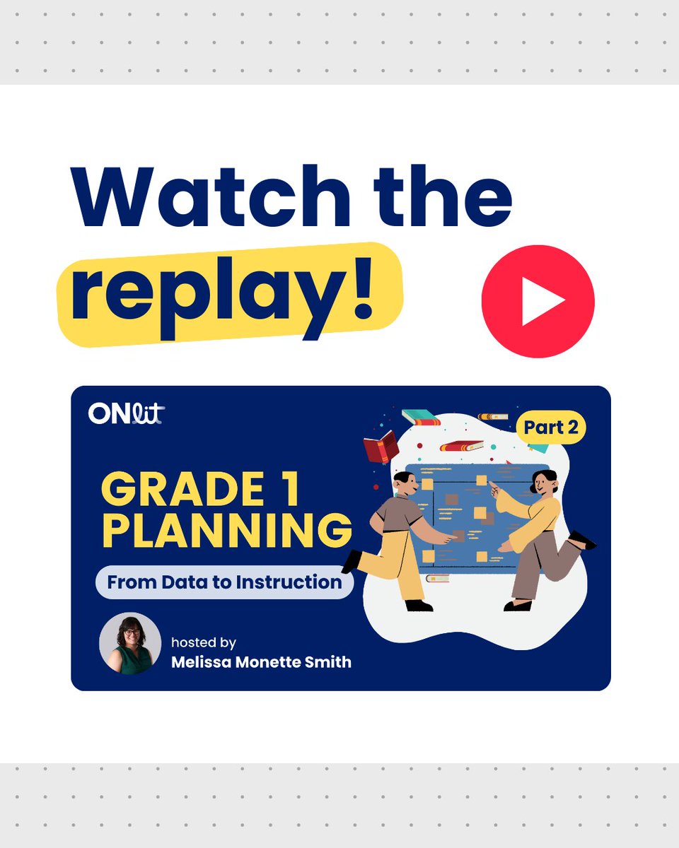 📚 Learn how Melissa uses screening &amp; diagnostic data to plan her Gr1 literacy block—building small groups, guiding instruction with a scope &amp; sequence, and setting long-range plans!

📺 onlit.org/resource/grade…

🗓️ Don't miss part 2 on Feb 7th! Register: onlit.org/event/grade-1-…