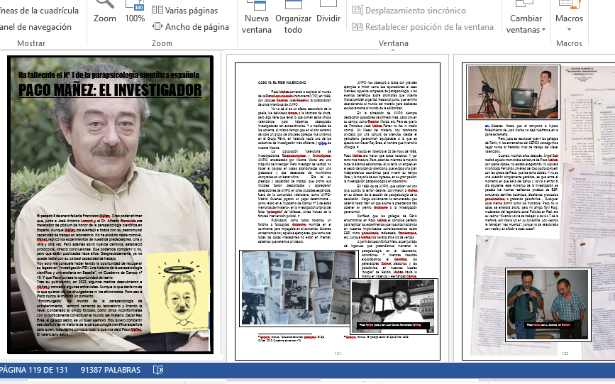Me parte el alma dar esta noticia. Ayer falleció, probablemente el nº 1 de la parapsicología científica española.  He parado EOC para preparar un pequeño homenaje a su legado. Que es mucho. Aunque muy pocos conozcan el inmenso trabajo de Paco Máñez :-(
