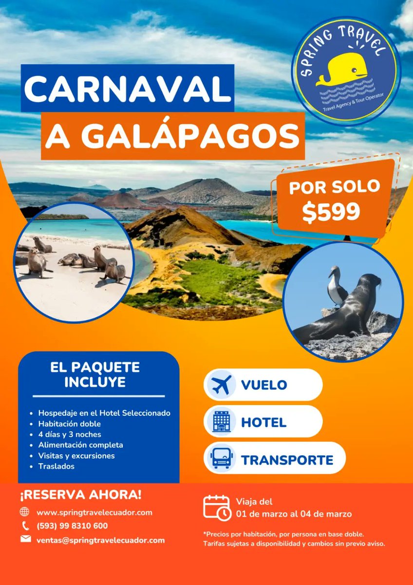 springtravel's tweet photo. 🌟 ¡GALÁPAGOS EN CARNAVAL 2025! 🌴 https://t.co/nxO0qU8iTL